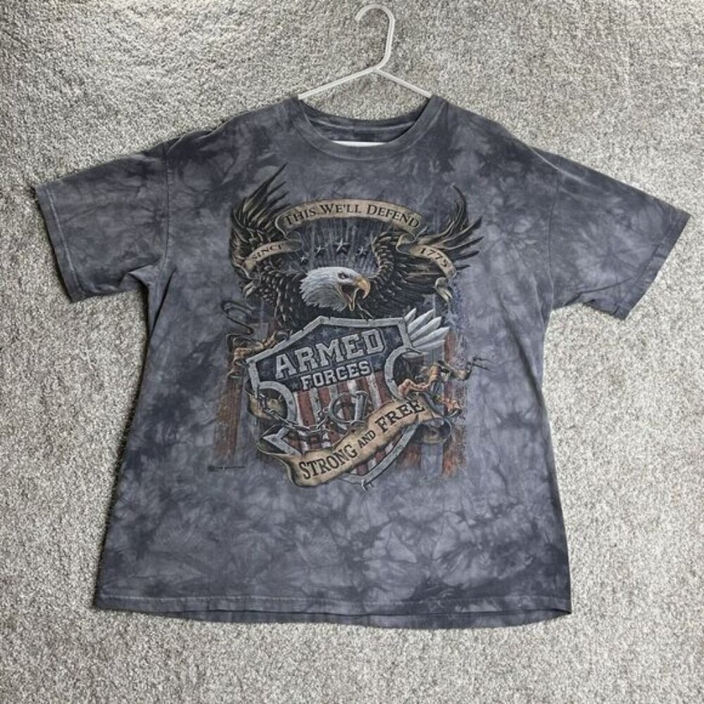 The Mountain Armed‎ Forces T-shirt Men's XL Eagle Graphic USA Tye Die Gray